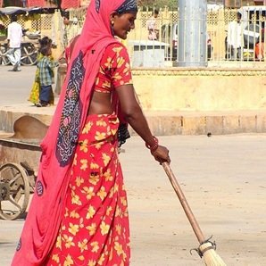 Woman-cleaning-street